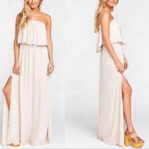 show me your mumu hacienda maxi dress short lining taupe chiffon small
